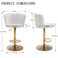 SERENITà 2 x Height Adjustable Counter Stool Swivel Bar Velvet Padded Golden Base - White