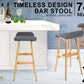 La Bella 4 Set 74cm Grey Wooden Bar Stool Sophia Fabric