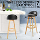2X Wooden Bar Stool Dining Chair Leather LEILA 72cm BLACK