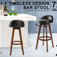 4X Wooden Bar Stool Dining Chair Leather LEILA 72cm BLACK BROWN