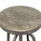 Industrial Height Adjustable Swivel Bar Stool with Oak Wood Top - Grey Finish