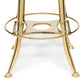 Industrial Height Adjustable Swivel Bar Stool with Oak Wood Top - Gold Finish