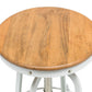 White Bar Stool Hamptons Style Height Adjustable and Swivel with Natural Wood Top