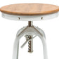 White Bar Stool Hamptons Style Height Adjustable and Swivel with Natural Wood Top