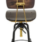 Industrial Wooden Height Adjustable Swivel Bar Stool Chair with Back - Gold Black