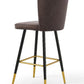 Modern Bar Chair Leather Stool Counter Brown Mid-Century Wood x 2