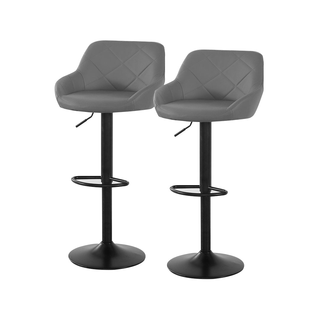 2x Bar Stools Stool Kitchen Chairs Swivel Grey