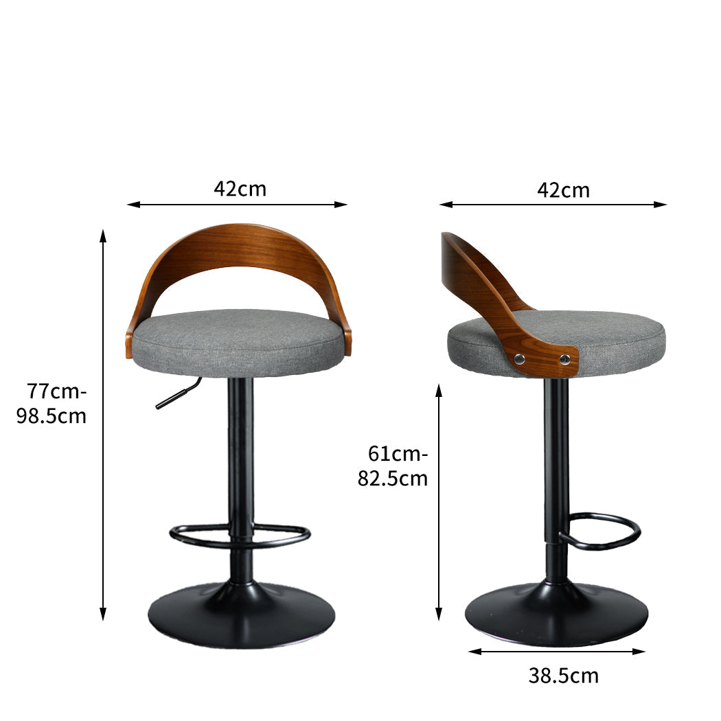 Levede 1x Bar Stool Gas Lift Kitchen Grey